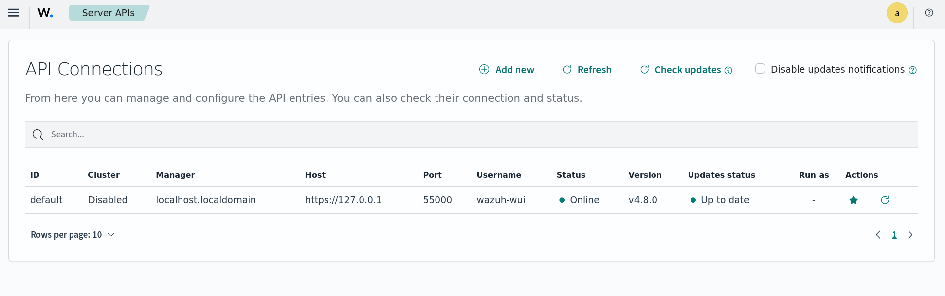 Navigating the Wazuh dashboard: API connections