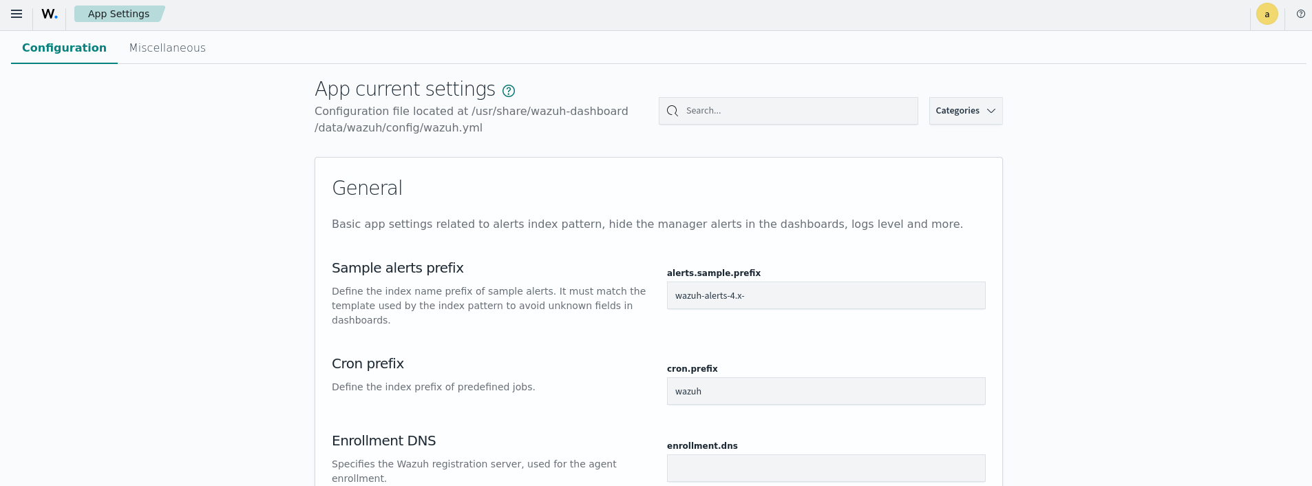 Navigating the Wazuh dashboard: App settings - Configuration