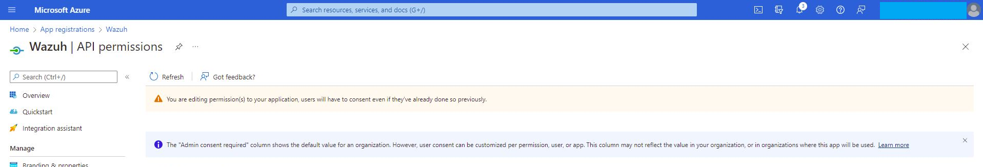 Azure – Admin consent for API permission changes