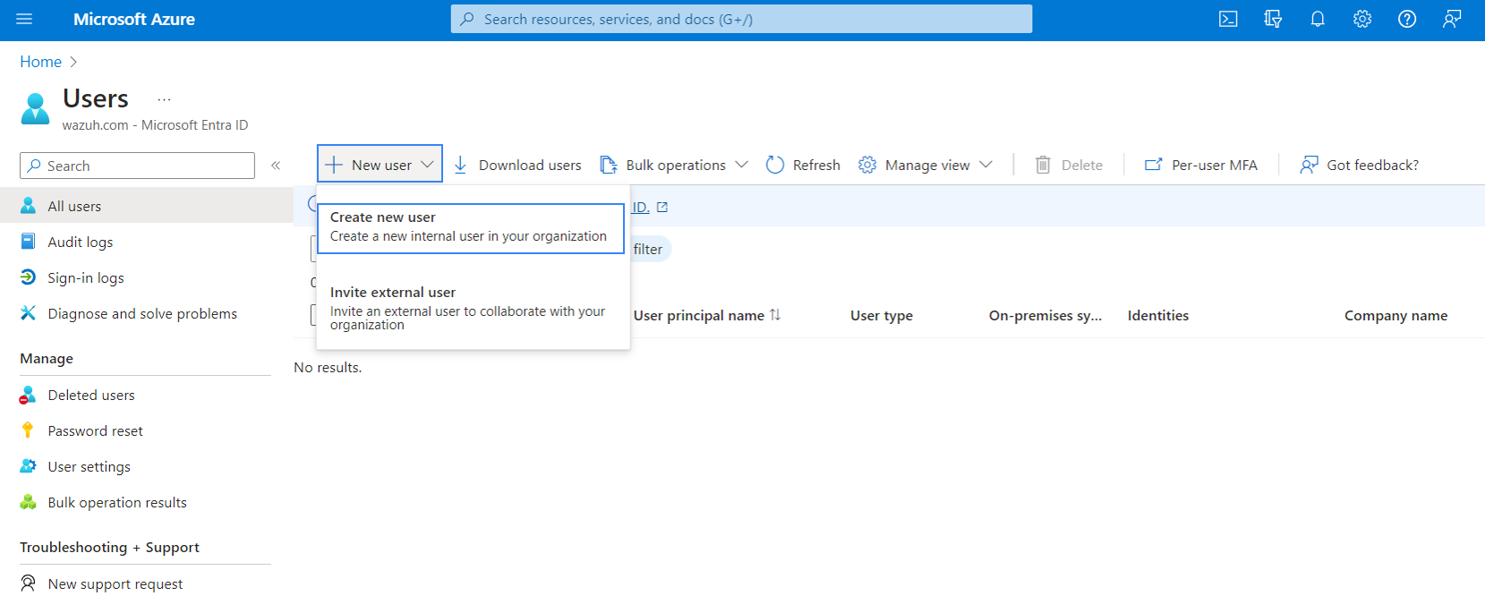 Azure create new user