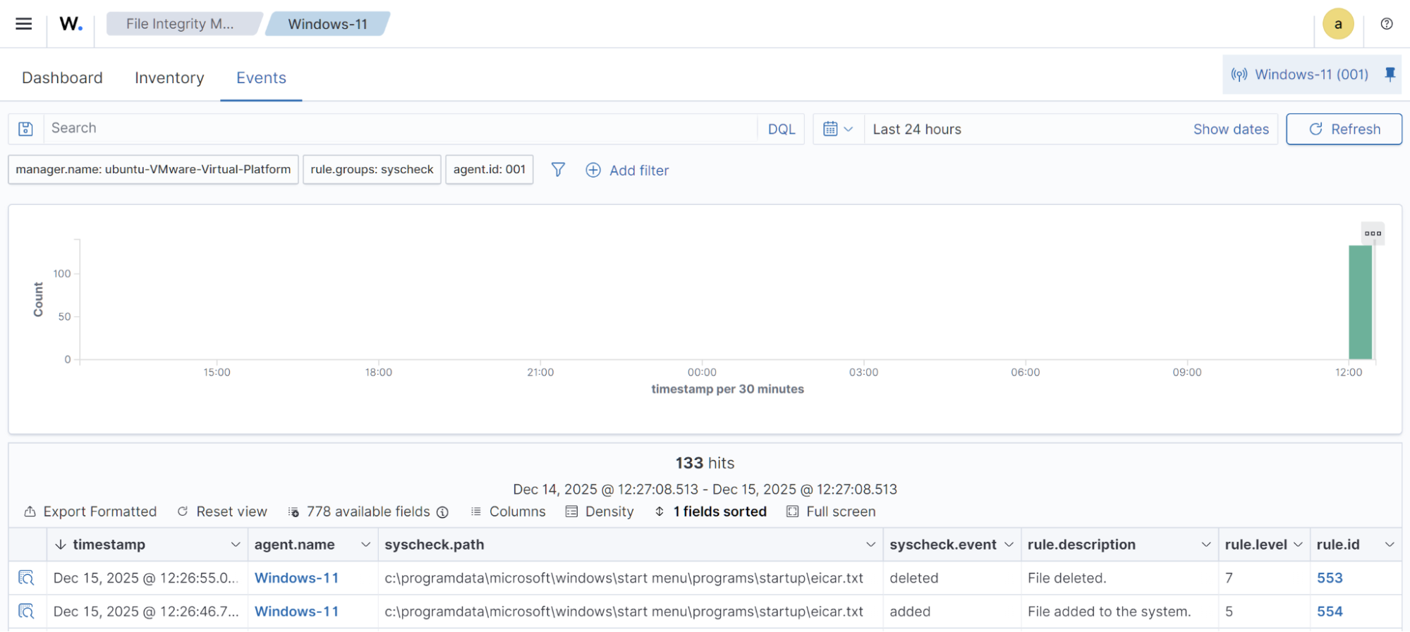 Changes in the Windows startup folder
