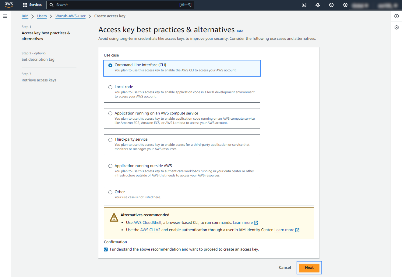 Command Line Interface selection