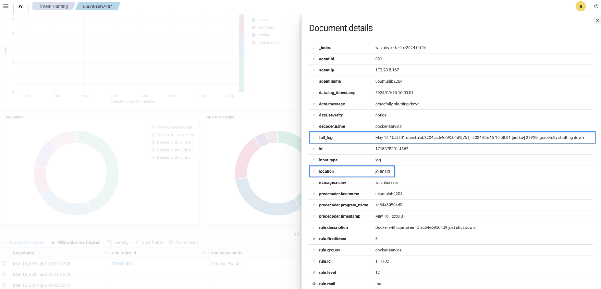 Container stopped alert