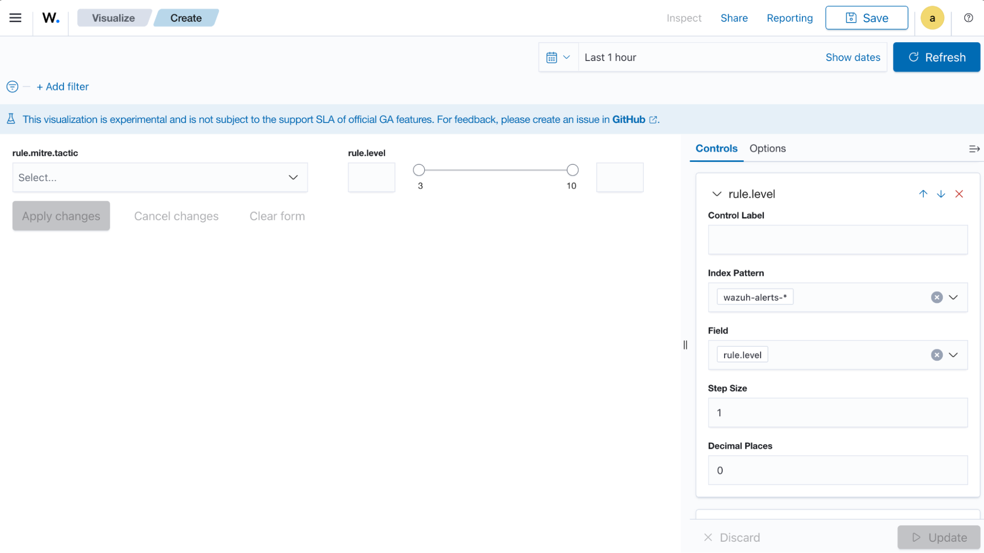 Create controls visualization – Update button