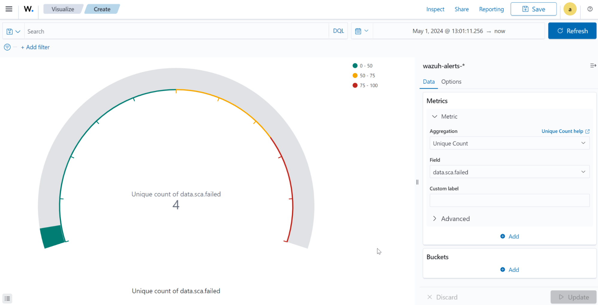 Create gauge visualization – Update button