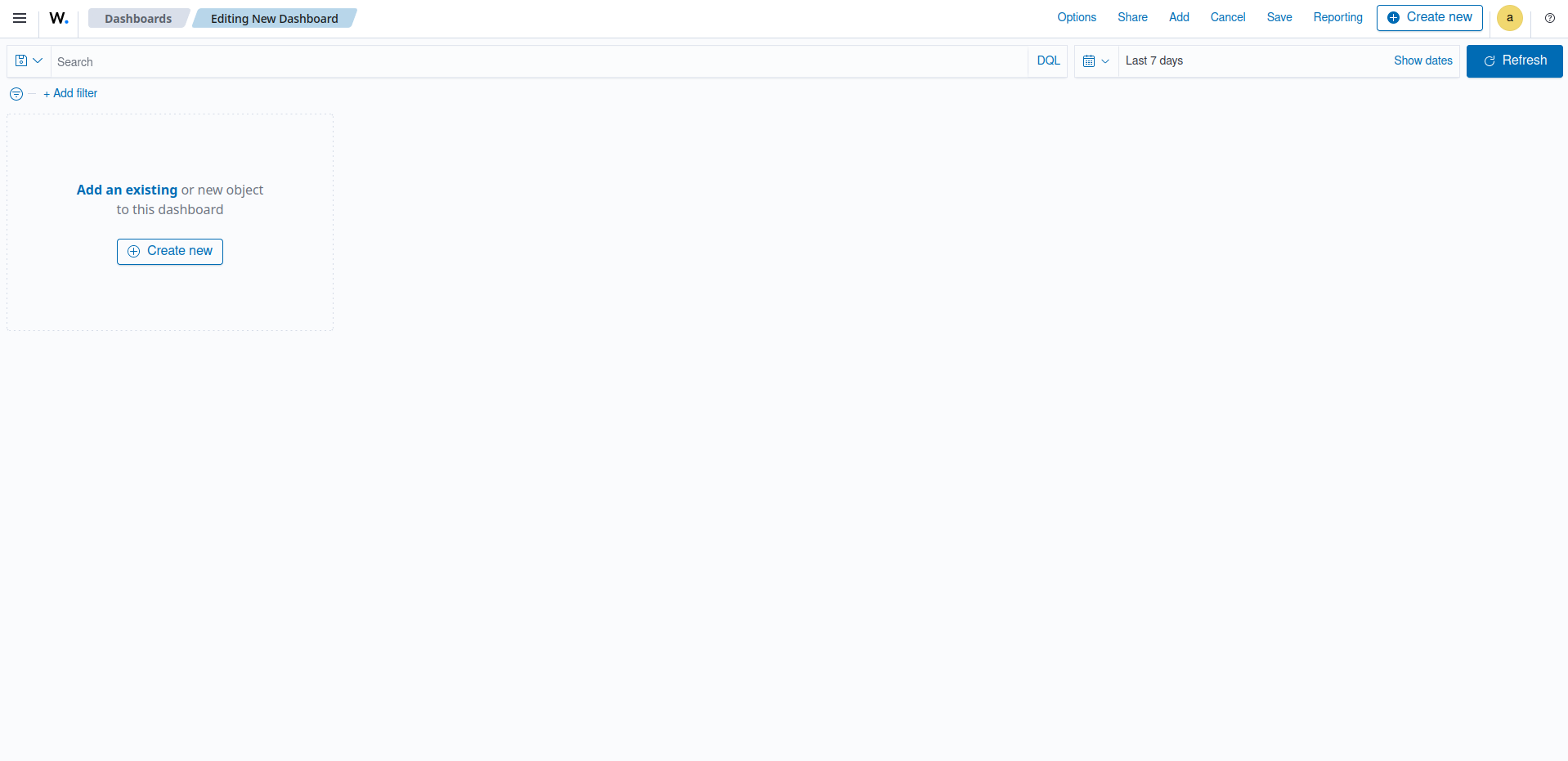 Create new dashboard – Add visualizations