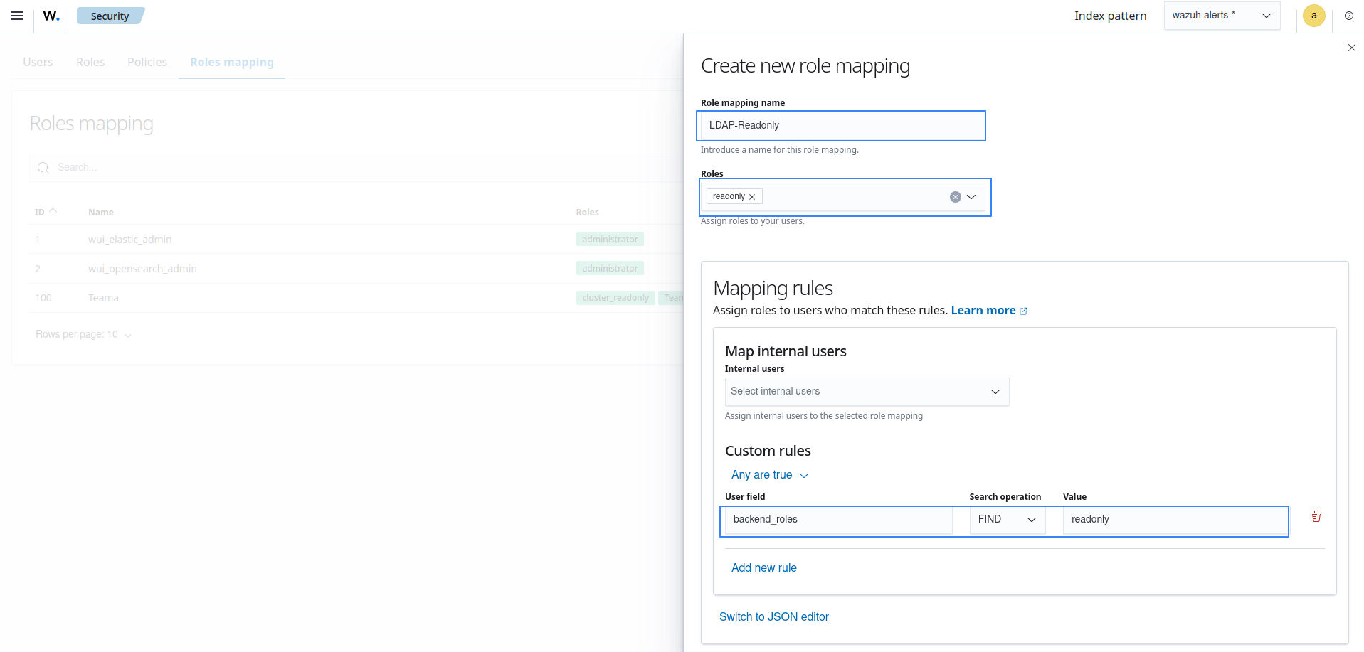 Create readonly new role mapping