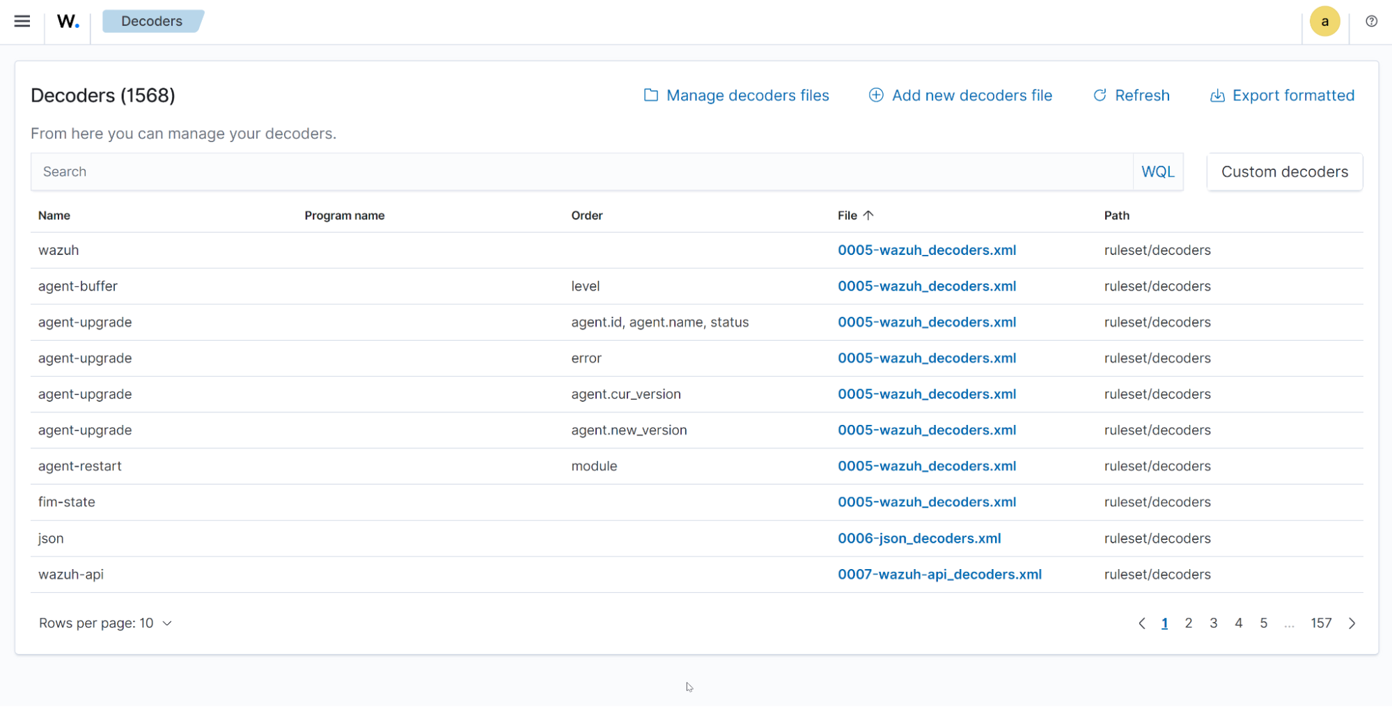 Navigating the Wazuh dashboard: Decoders