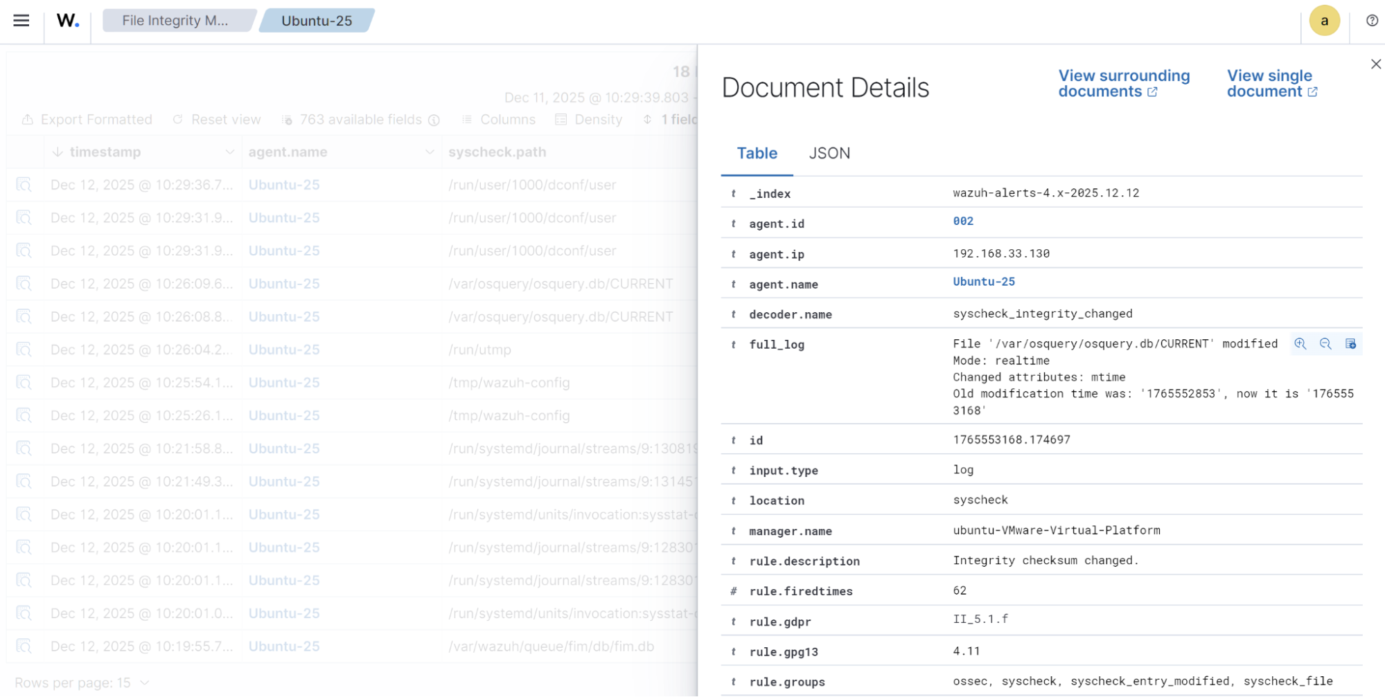 Expanded alert entry