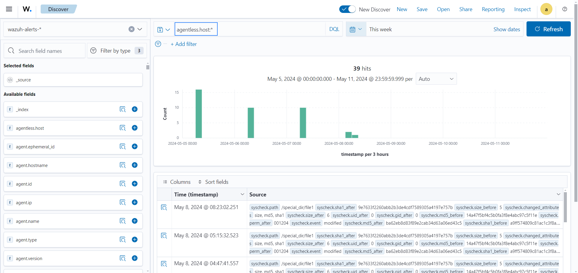 Filter agentless logs