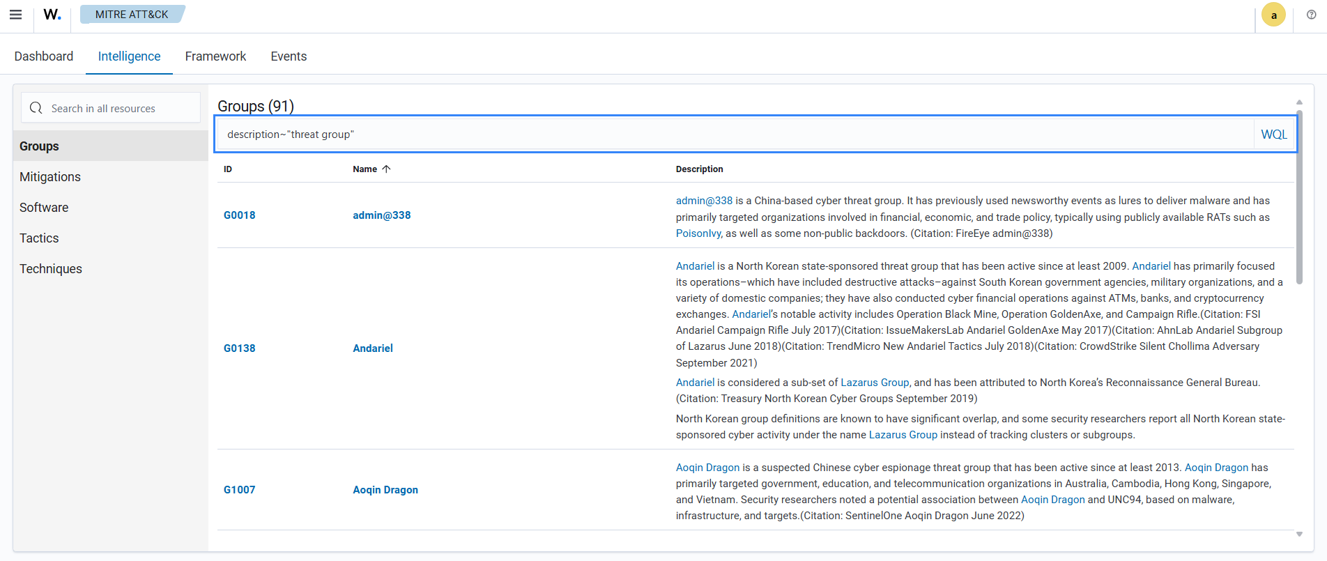 Filter similar description groups