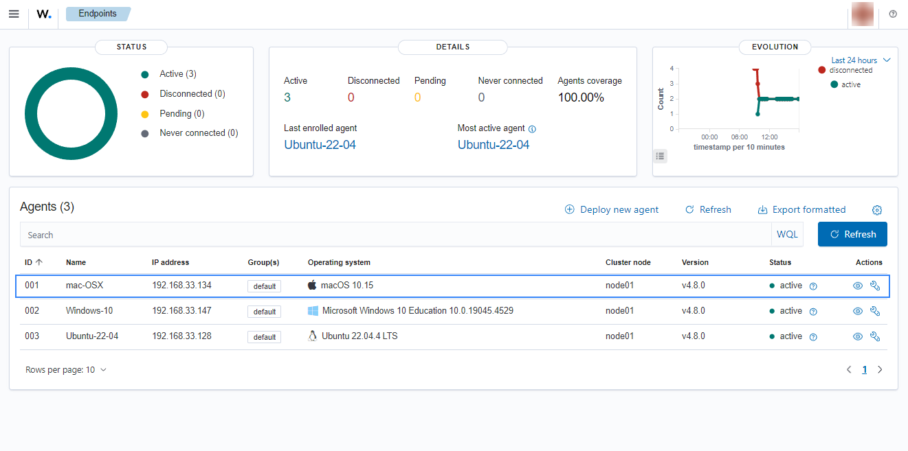 Check newly enrolled Wazuh agent - macOS