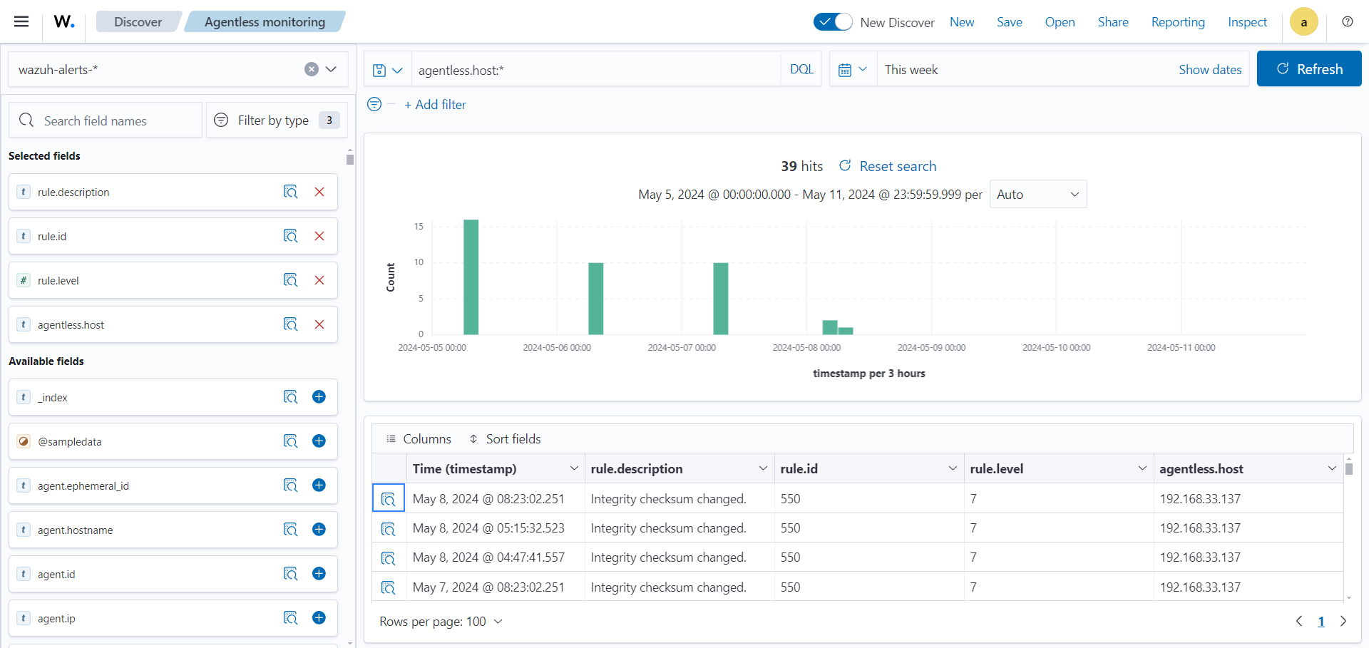 Open alert details button