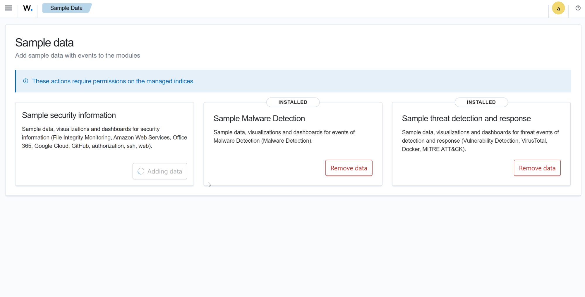 Navigating the Wazuh dashboard: Sample data
