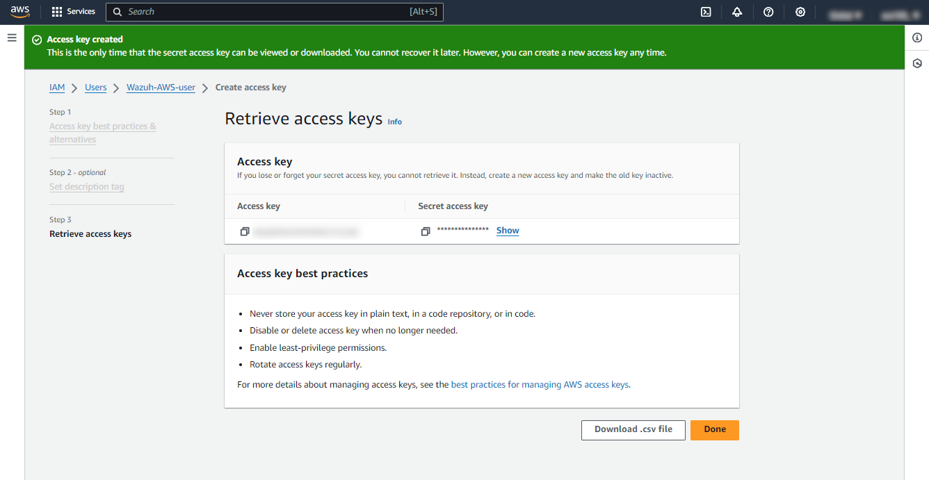 Save access keys