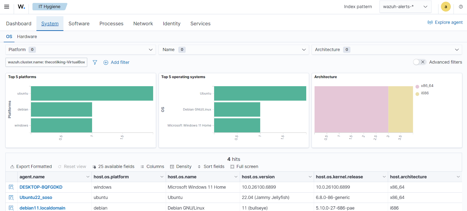 System inventory - System OS tab