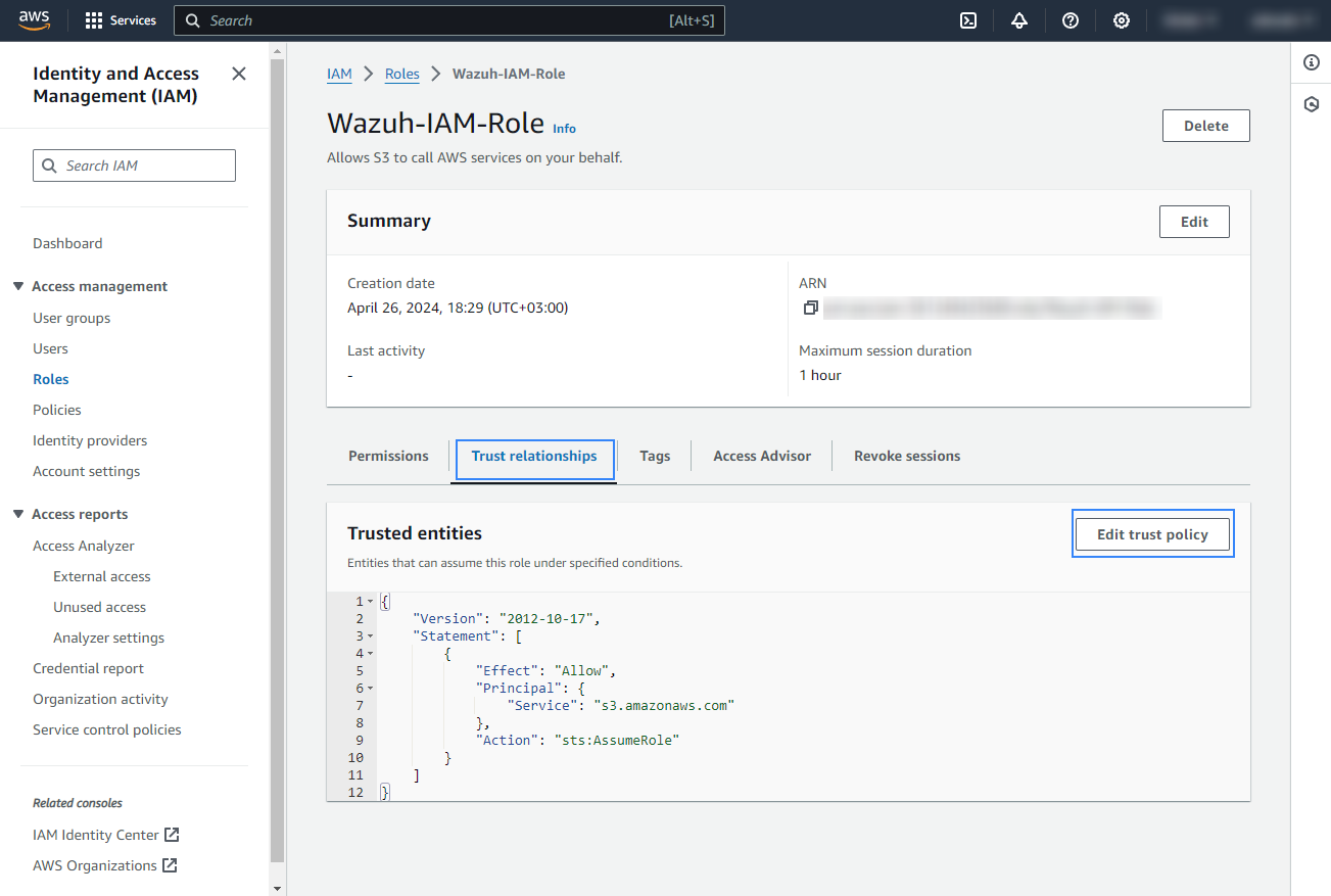 Edit trust relationship